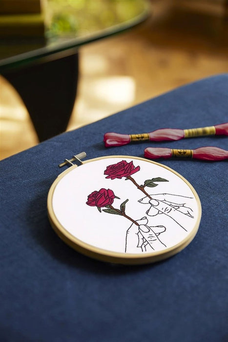 Rose in Hands Embroidery Kit