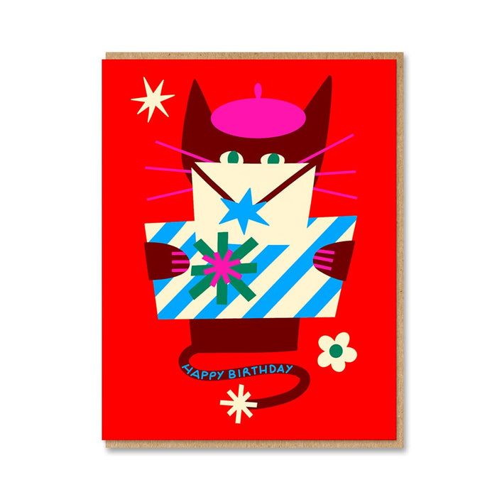 Beret Birthday Cat Card
