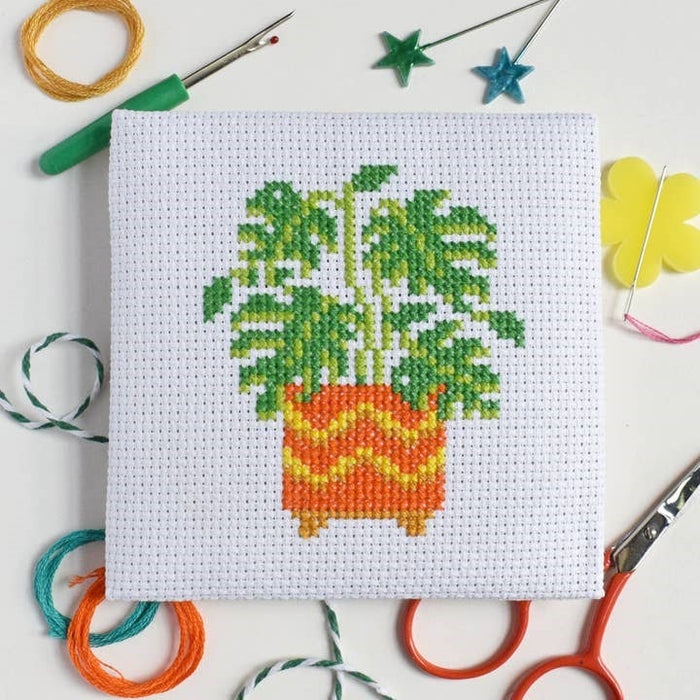 The Make Arcade - Mini Cross Stitch - Monstera