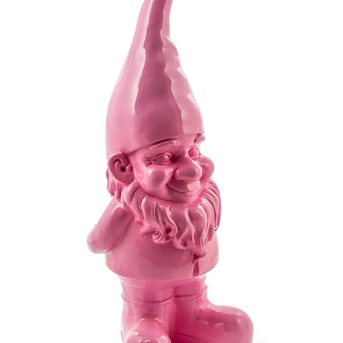Large Bright Pink Standing Gnome Figure