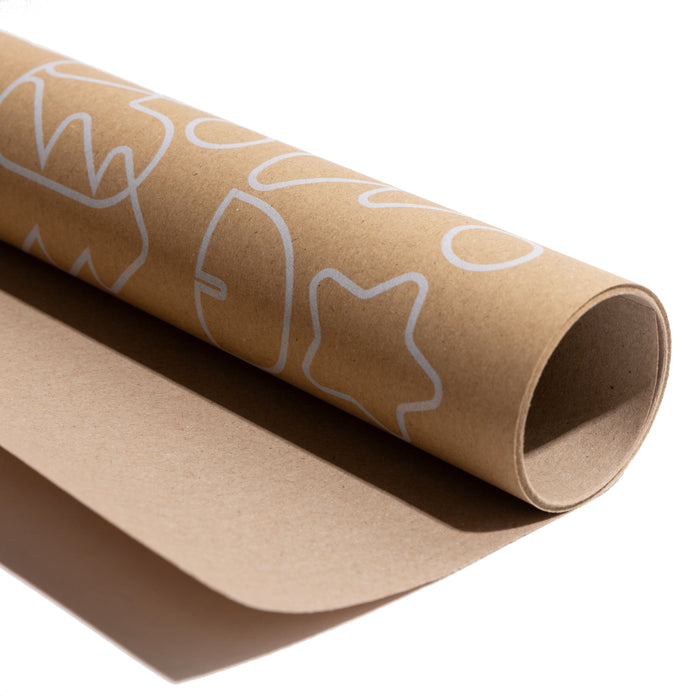 Gift Wrap Roll - Festive White Outline