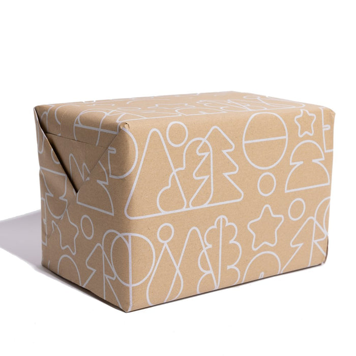 Gift Wrap Roll - Festive White Outline