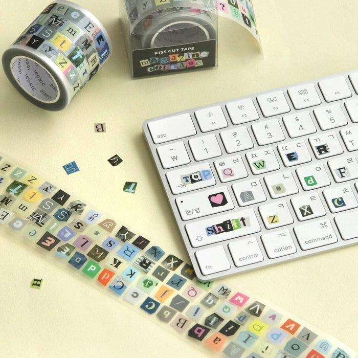 Iconic Vintage Magazine Collage Kiss-Cut Tape - Alphabet