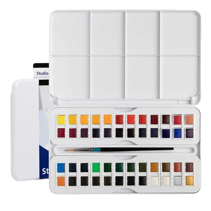 Aquafine Watercolour 48 Half Pan Studio Set