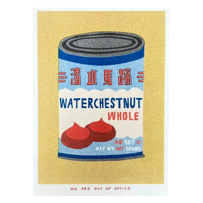 A Risograph Print of Can Water Chestnuts