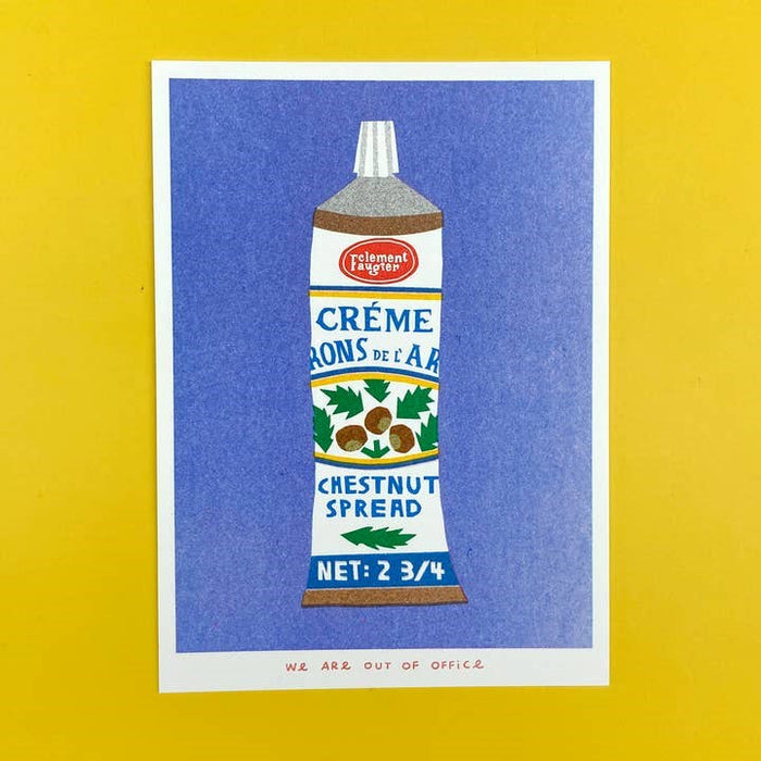 A Risograph Print of A Tube of Chestnut Spread