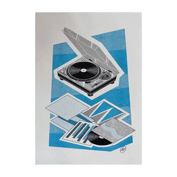 A5 Risograph Print – Technics SL-1200 Turntable Wall Art