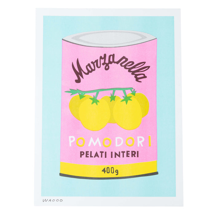 A 30X40 cm Risograph Print of Can of Pomodori