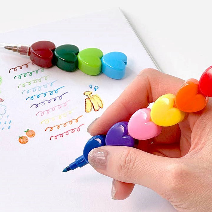 Rainbow Heart Stackable Crayon Pen