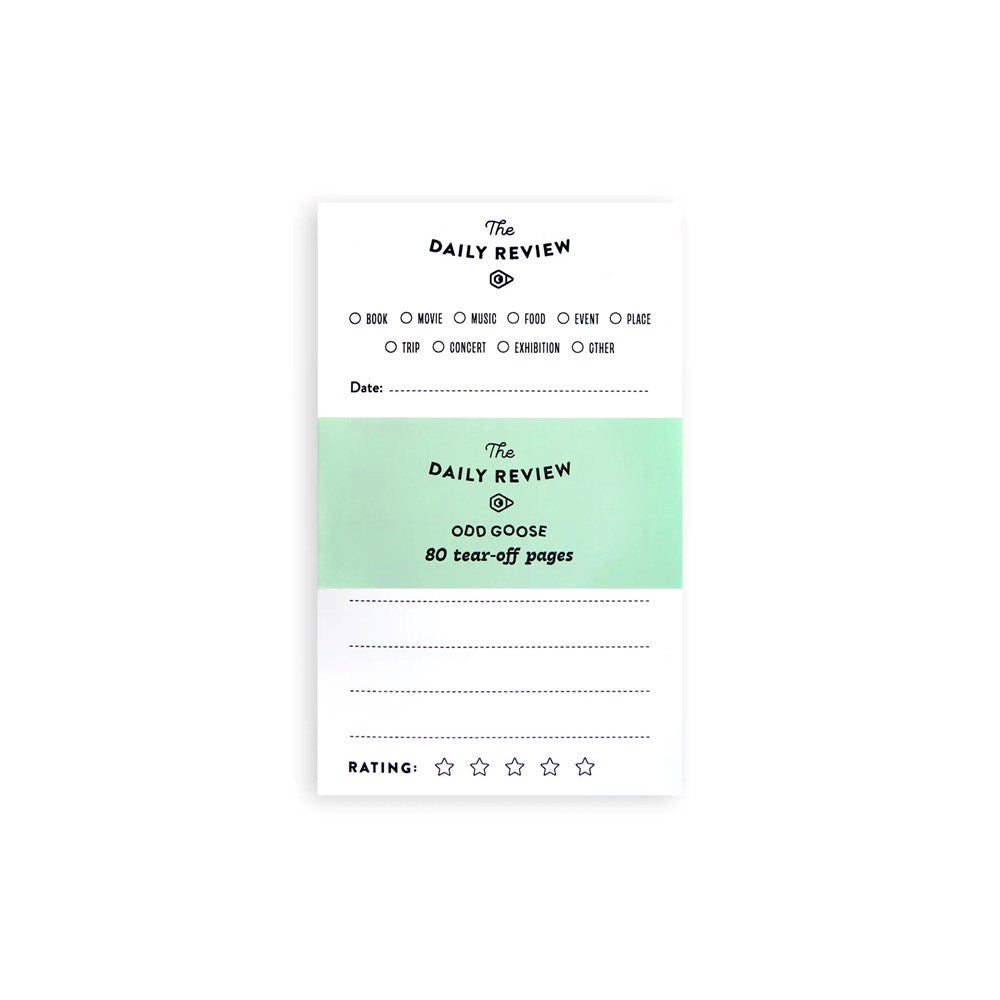 Daily review sheet with a green accent on a white background