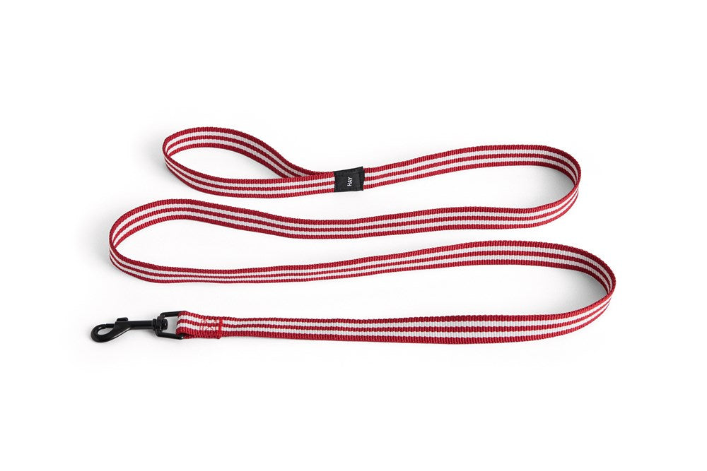 Dog Leash Flat S/M - Red and White Stripe
