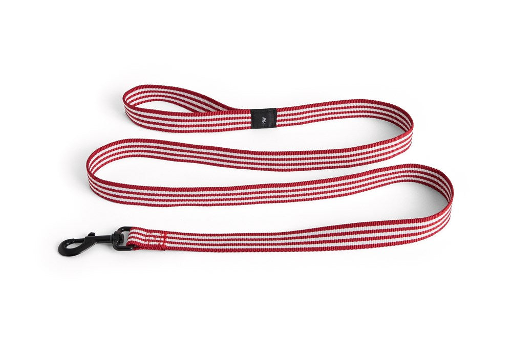 Dog Leash Flat M/L - Red and White Stripe