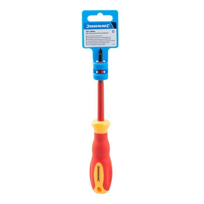 VDE Soft-Grip Electricians Screwdriver Pozidriv PZ2 x 100mm