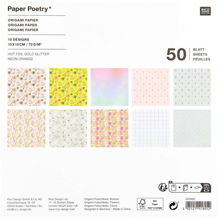Rico - Origami Futschikato - Flowers Fsc Mix - 15 X 15 Cm