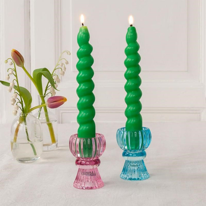 Rex Twisted Candles (2) - Dark Green