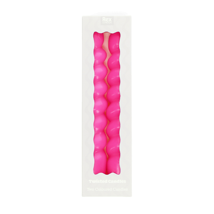 Rex Twisted Candles (2) - Bright Pink