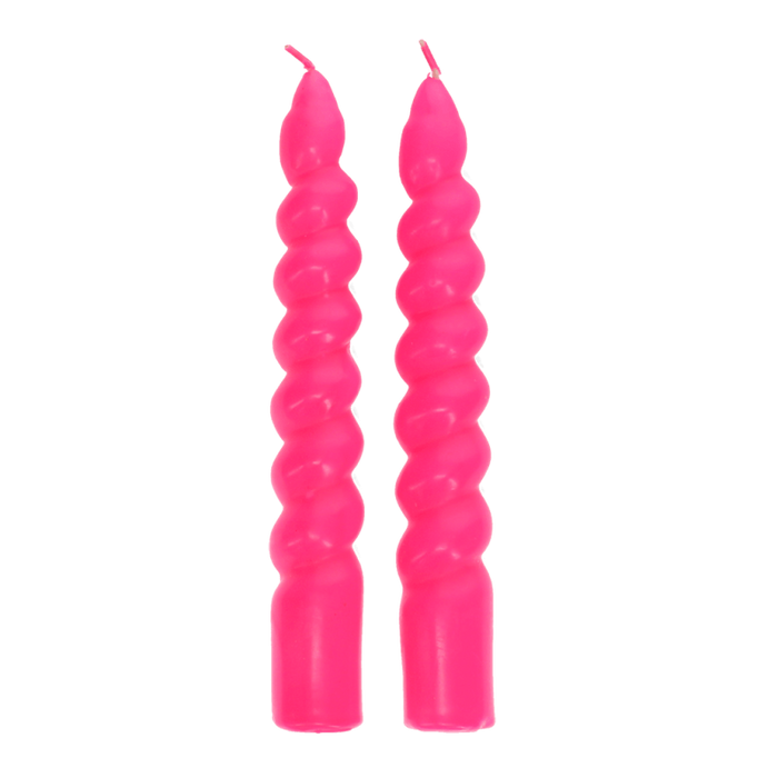 Rex Twisted Candles (2) - Bright Pink
