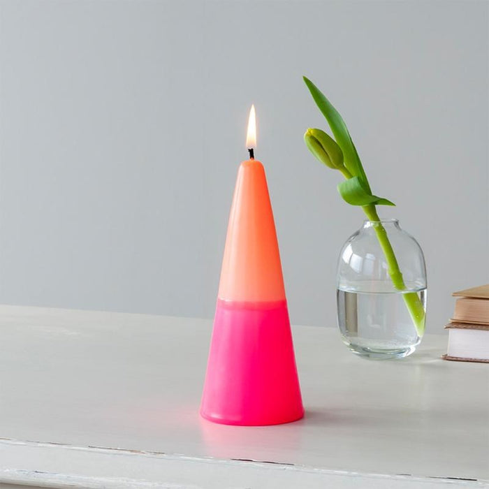 Rex Small Two-Colour Cone Candle - Pink-Orange