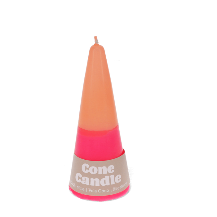 Rex Small Two-Colour Cone Candle - Pink-Orange