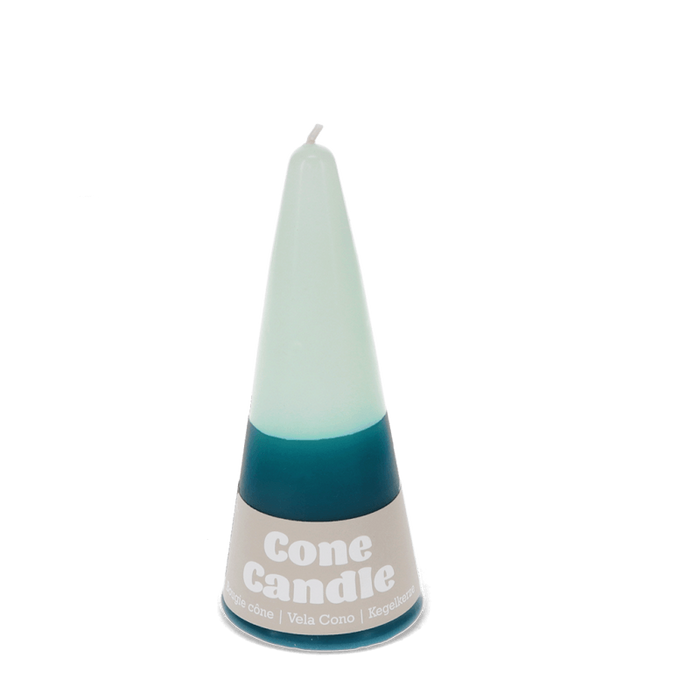 Rex Small Two-Colour Cone Candle - Dark Blue-Mint Green
