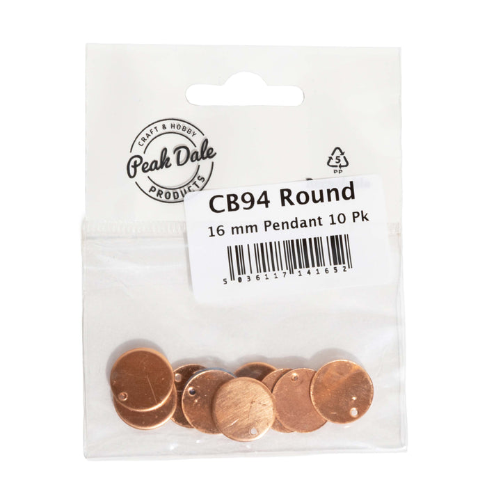 Copper Blank CB94 16 mm Round Pendant Pack of 10