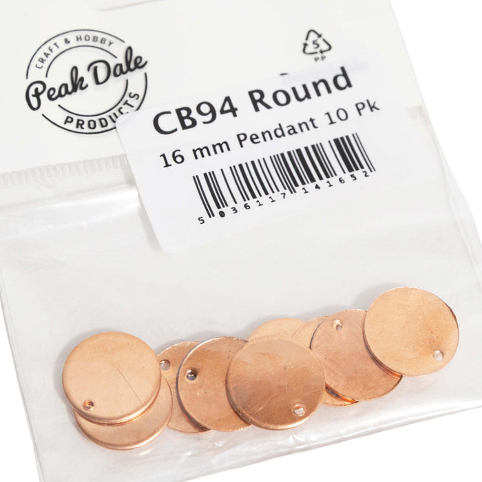 Copper Blank CB94 16 mm Round Pendant Pack of 10