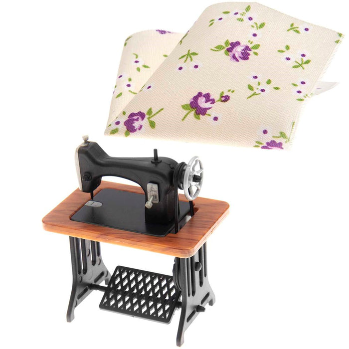 Miniature Sewing Machine With Fabric