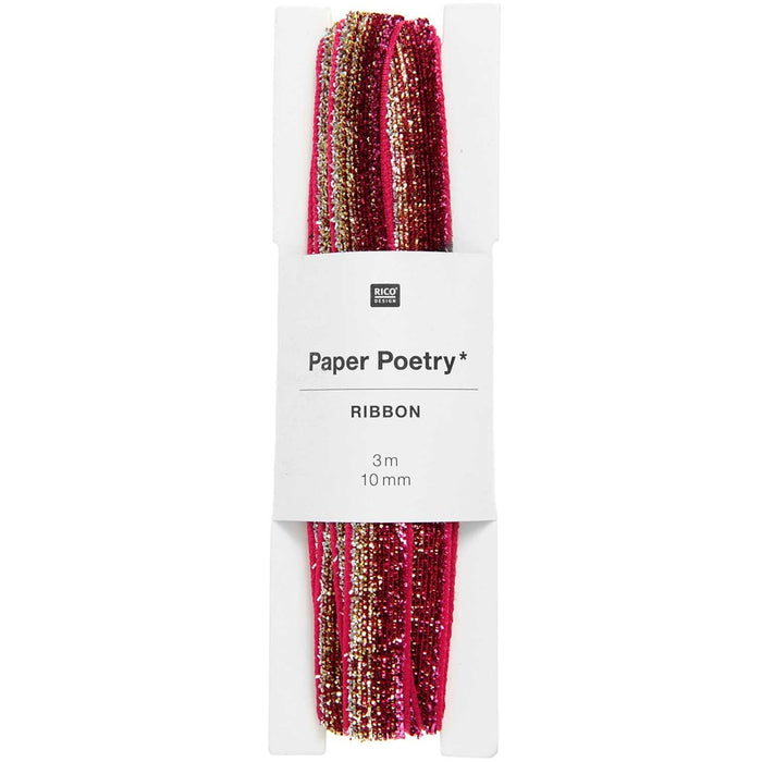 Glitter Ribbon Pink/Gold/Silver 10mm x 3M