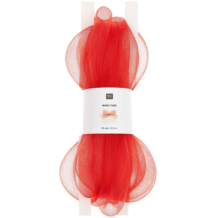 Craft Ribbon Mesh Tube Red 20 mm 25 M
