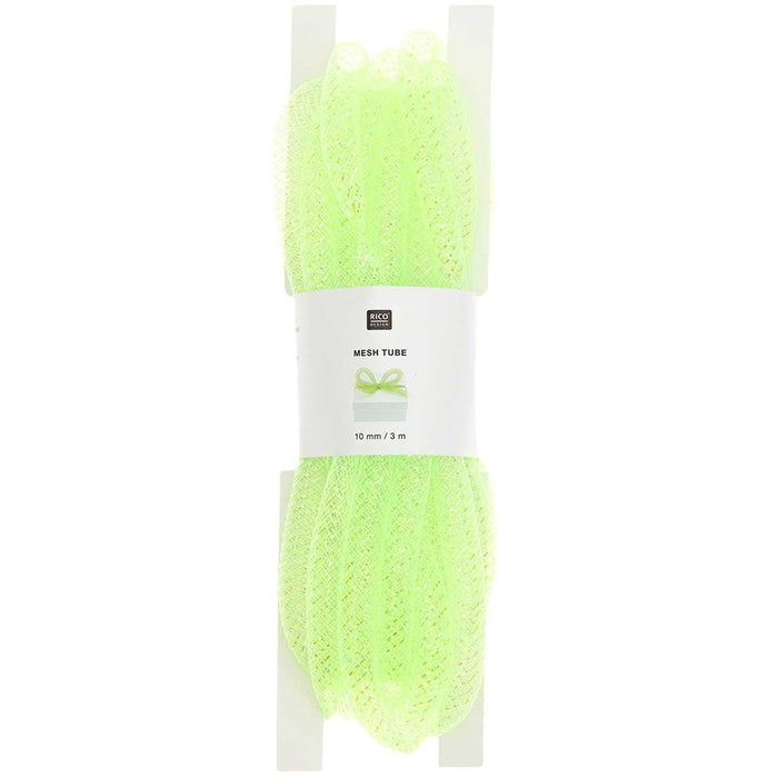 Craft Ribbon Mesh Tube Neon Yellow Iridescent 10 mm 3 M