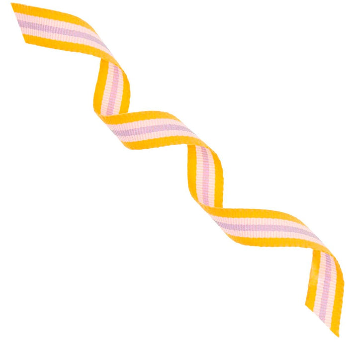 Rico - Woven Ribbon Multi Stripes - Orange/White/Lilac - 10 Mm X 3 M