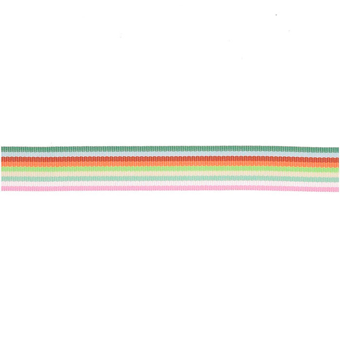 Rico - Woven Ribbon Multi Stripes - Pink/Green/Yellow/Red/Blue - 20 Mm X 3