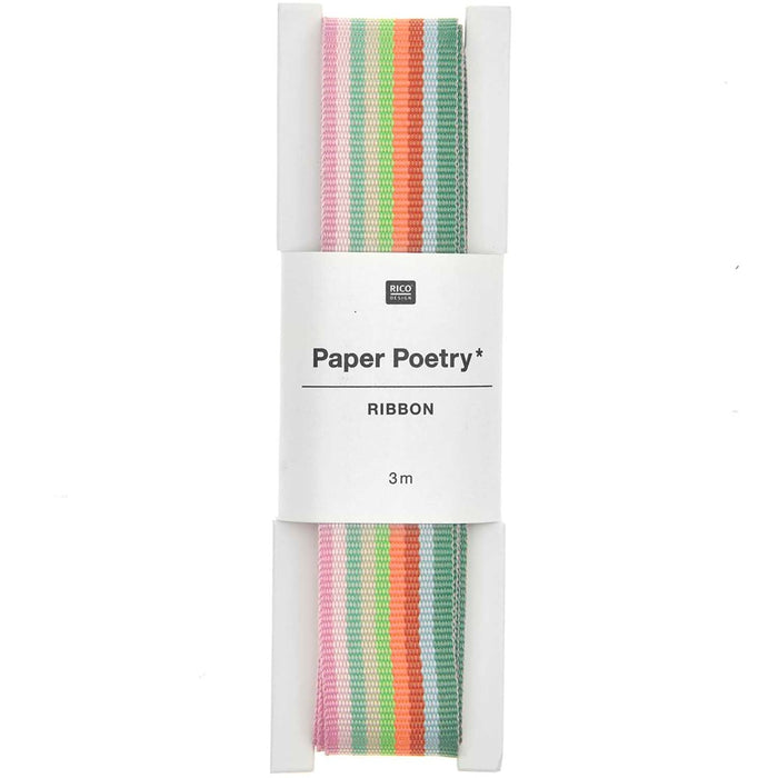 Paper Poetry: Woven Ribbon Multi Stripes - Neon Pink/Green/Yellow/Red/Blue