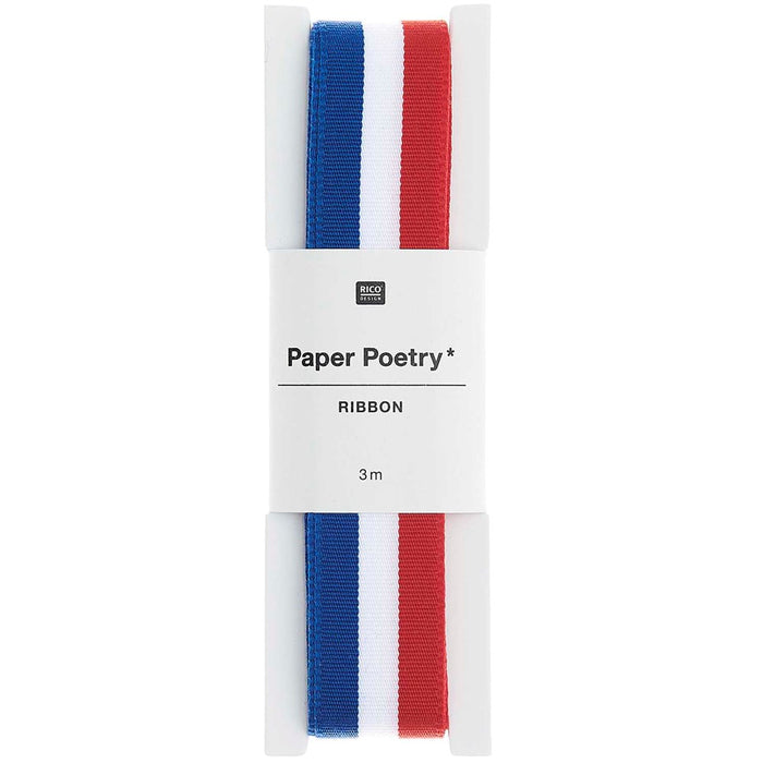 Paper Poetry: Woven Ribbon Multi Stripes - Blue/White/Red