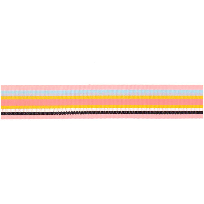 Rico - Woven Ribbon Multi Stripes - Pink/Black/Iri/Grey/Yellow/Blue - 25 M