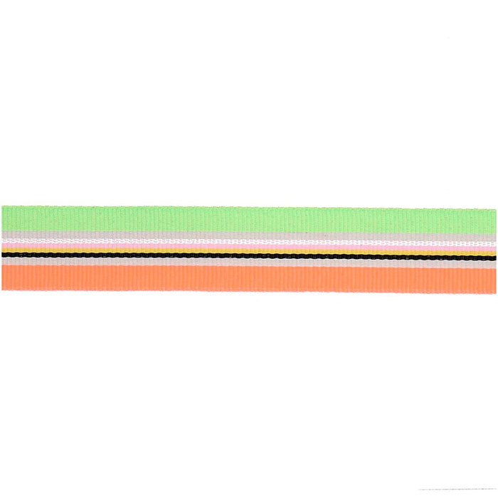 Paper Poetry: Woven Ribbon Multi Stripes - Neon Red/Black/Yellow/Pink/Iris/Green