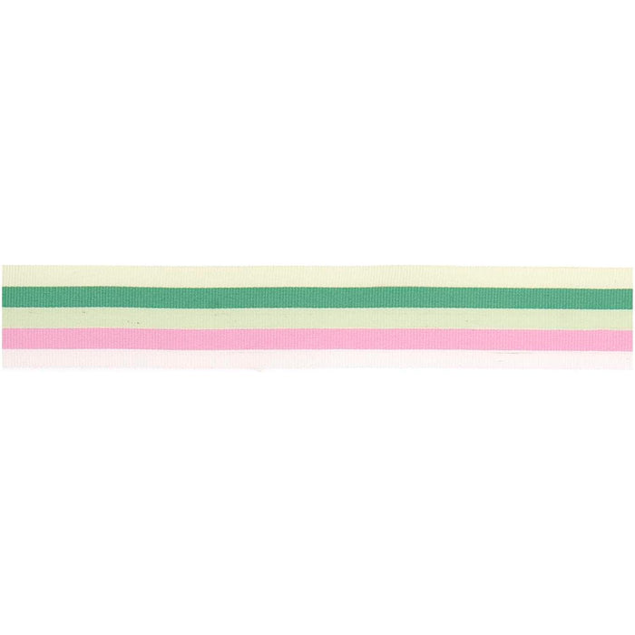 Paper Poetry: Woven Ribbon Multi Stripes - Pink/Green/Yellow