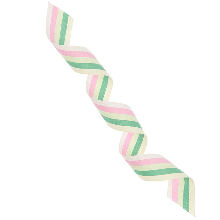 Paper Poetry: Woven Ribbon Multi Stripes - Pink/Green/Yellow