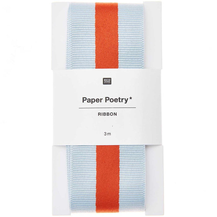 Paper Poetry: Woven Ribbon Multi Stripes - Grey/Orange