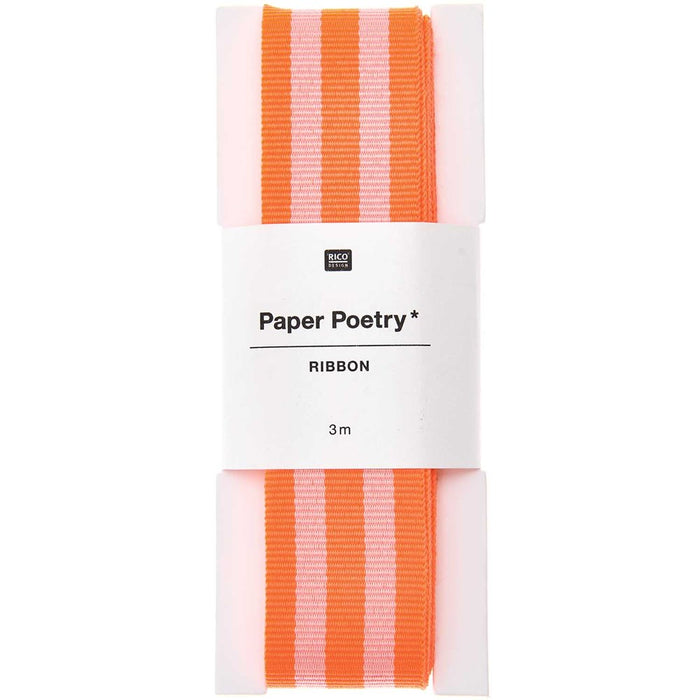 Paper Poetry: Woven Ribbon Multi Stripes - Neon Red/Pink
