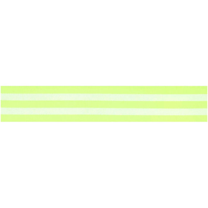 Rico - Woven Ribbon Duo Stripes - Neon Green/White - 25 Mm X 3 M