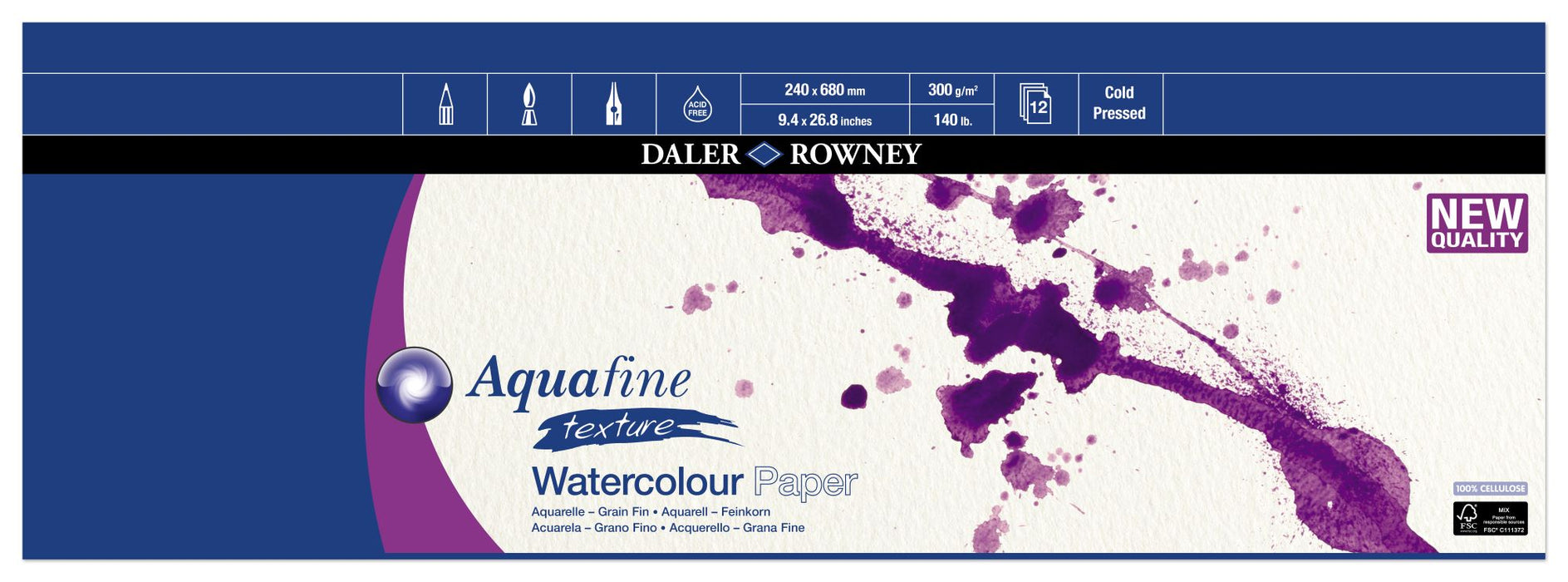 Daler Rowney Aquafine Watercolour Pad 680mmx240mm