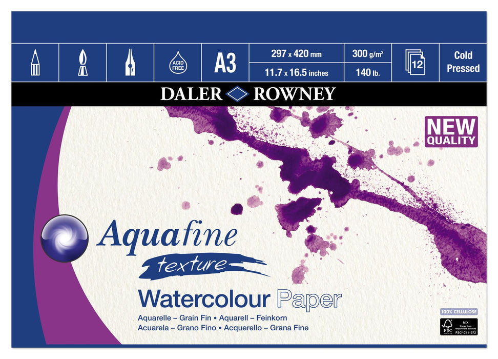 Daler Rowney Aquafine Watercolour Pad A3 300gsm