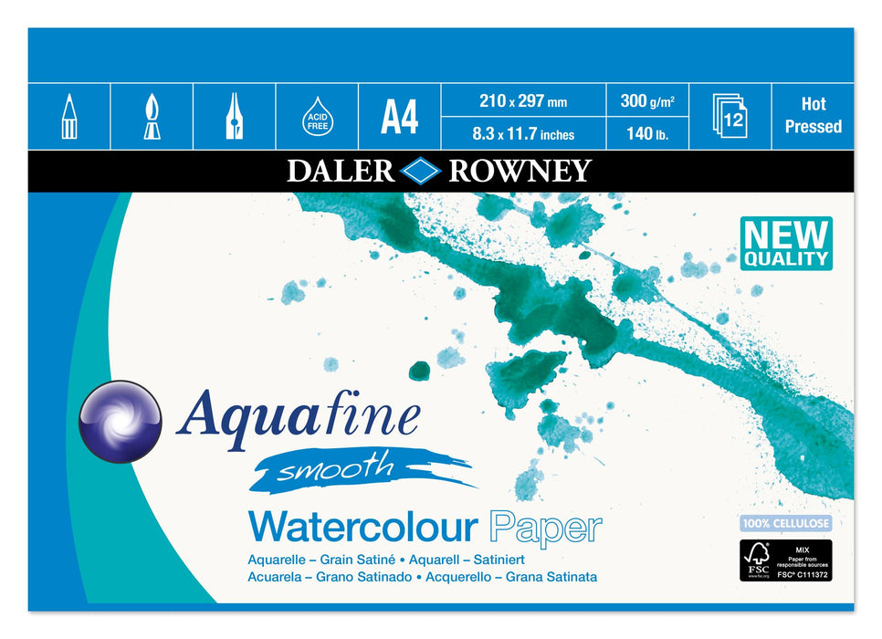 Daler Rowney Aquafine Smooth Watercolour Pad A4