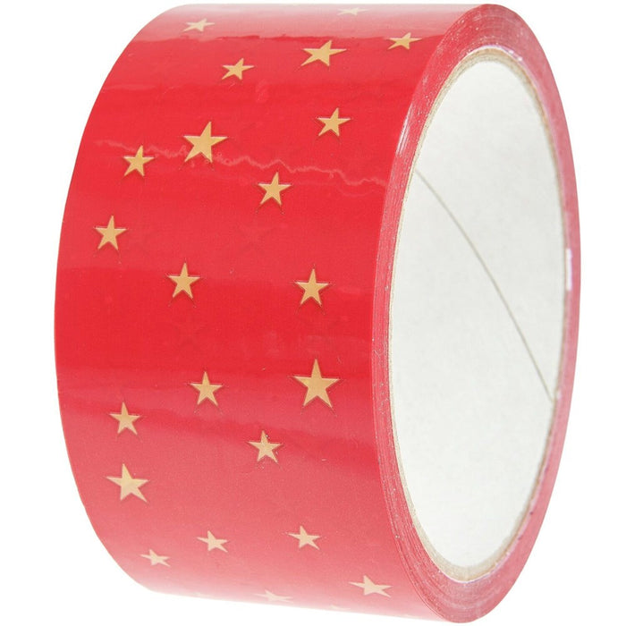 Rico Parcel Tape Stars, red/gold