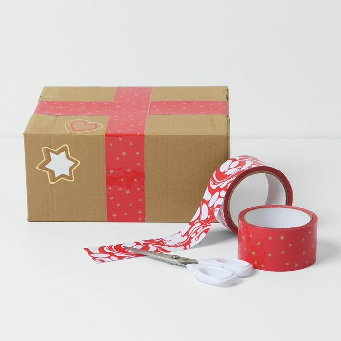 Rico Parcel Tape Stars, red/gold
