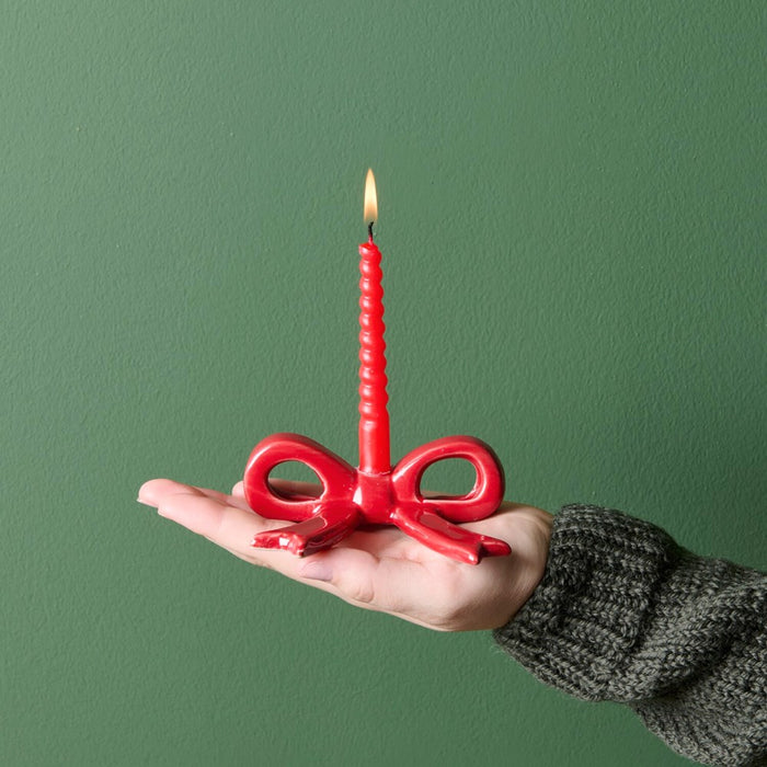 Rico Ceramic candle holder bow, red