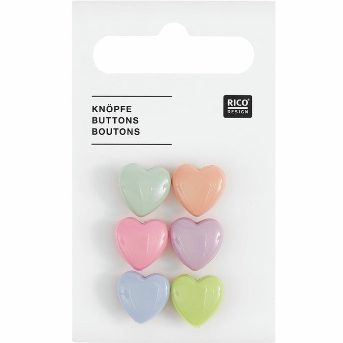 Rico Button Heart 6pc