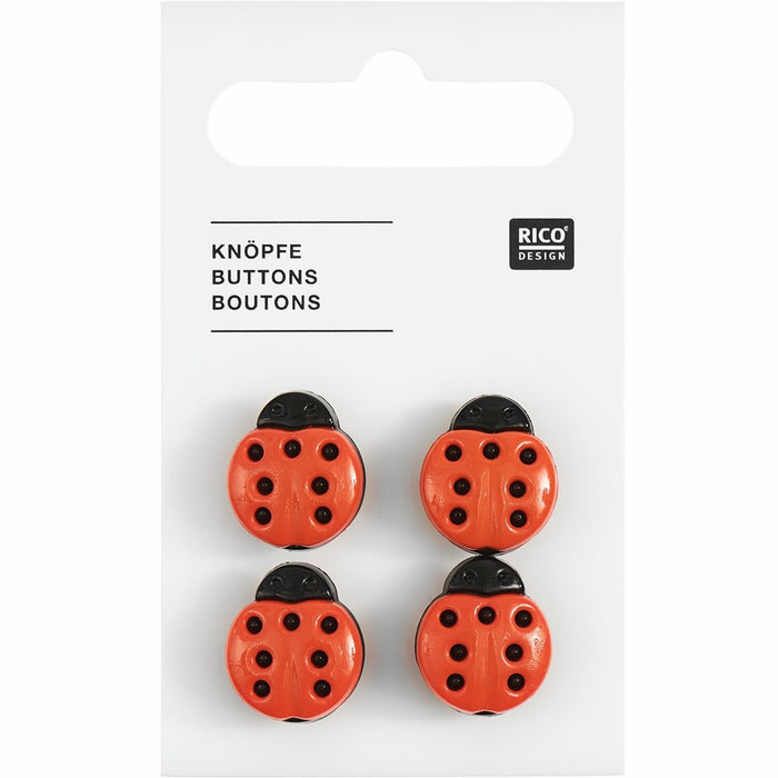 Rico Button Ladybird, red,