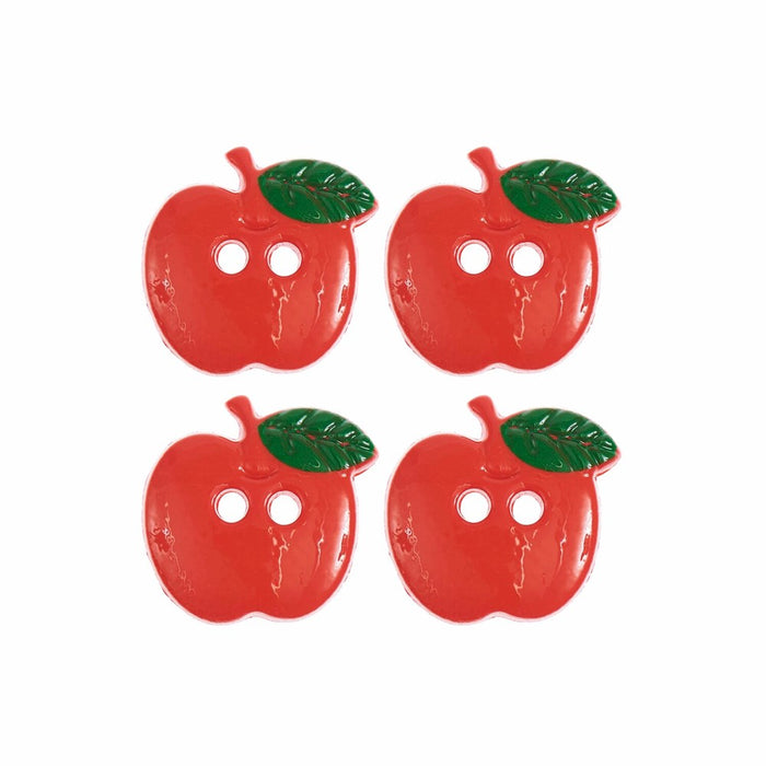 Rico Button Apple, red, 4 pieces,